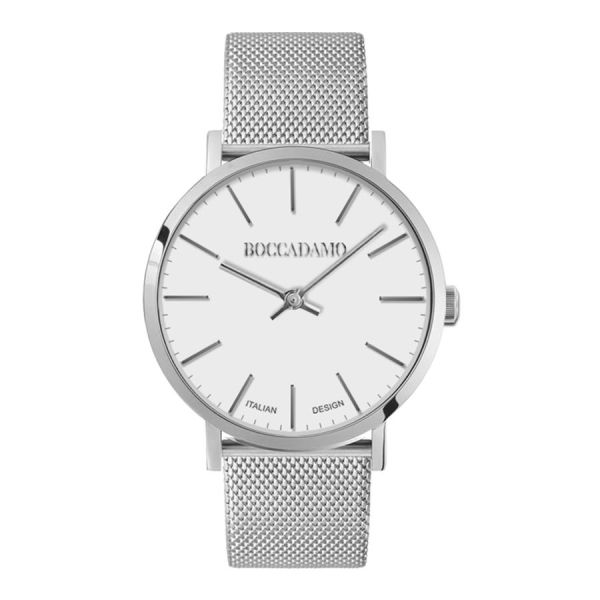 Orologio donna con quadrante bianco e cinturino maglia mesh silver