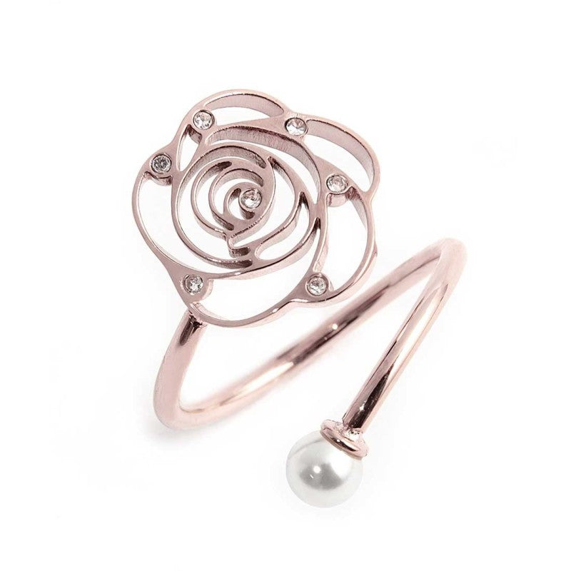 Anello con rosa e perla