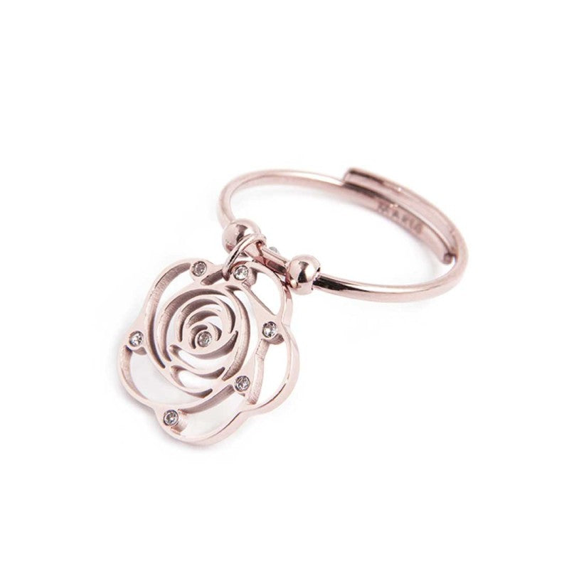 Anello con rosa pendente